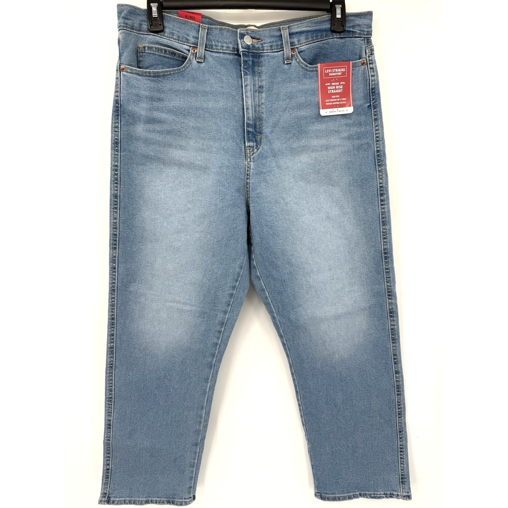 Levi Strauss Signature Jeans Womens 16 Light Blue Vintage High Rise Straight New